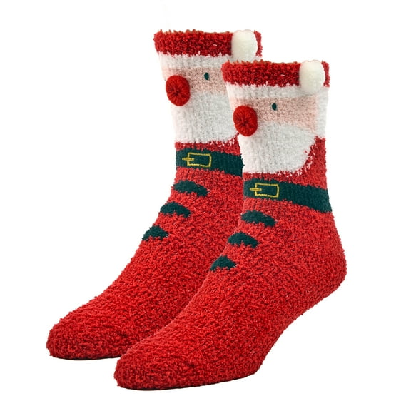 Santa Claus Adult Fuzzy Crew Socks