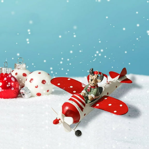 Santa Claus Airplane Christmas Ornament Set - Rust-Resistant Iron Outdoor Hanging Decor for Trees, Home & Gifts C