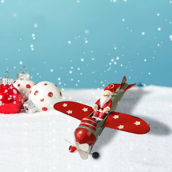Santa Claus Airplane Christmas Ornament Set - Rust-Resistant Iron Outdoor Hanging Decor for Trees, Home & Gifts D