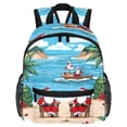 thumbnail image 1 of Santa Claus Beach Vacation Cute Adjustable Shoulder Strap Backpack with Large Capacity, Printed Design, Lightweight, 1 of 1