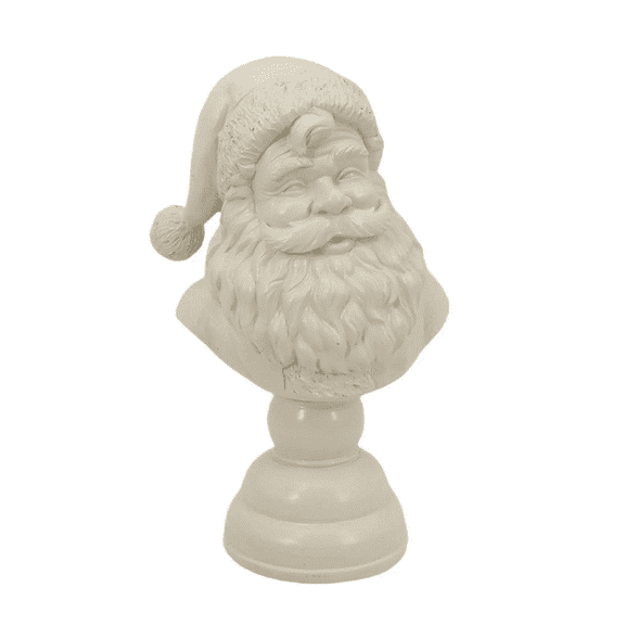 Santa Claus Bust Statue - 6 Inch White Resin Tabletop Decor for Christmas, Holiday Mantel & Shelf Centerpiece | Classic Festive Figurine Gift