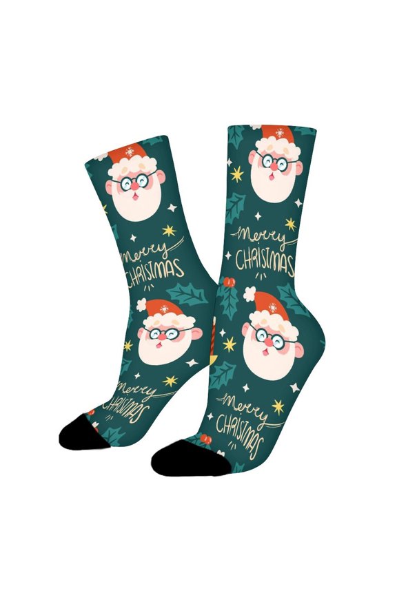 Santa Claus Candle Funny Novelty Crew Socks for Women Men Sports