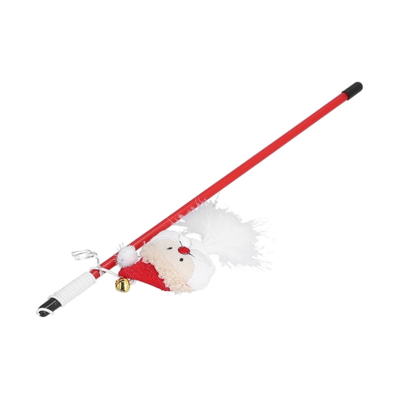 Santa Claus Cat Wand Stick Toy - Interactive Plastic Funny Cat Stick for Feline Exercise and Hunting Fun