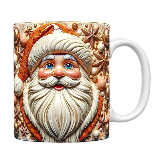 Santa Claus Ceramic Coffee Mug 12oz, Dishwasher Safe Holiday Themed Cup for Hot Cocoa & Christmas Decor