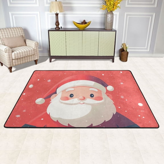Santa Claus Christmas Area Rug Washable 72 x 48 Floor Carpet Mat Non Slip for Bedroom Living Room Kids Room Home Decor