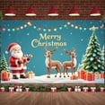 thumbnail image 1 of Santa Claus Christmas Banner Reindeer Xmas Display Christmas Tree Gift Boxes Holiday Backdrop for Christmas Party Holiday Decoration Indoor Celebration, 1 of 9