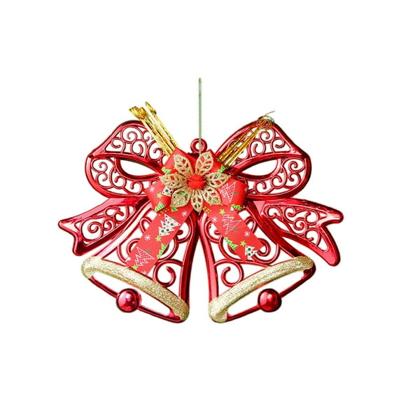 Santa Claus Christmas Bell Ornament – 12.2" Hanging Decoration with Bow & Ribbon – PVC Tree & Wall Décor