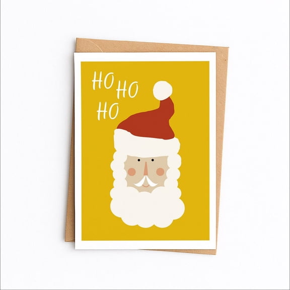 Santa Claus Christmas Card Cheerful "Ho Ho Ho" Design Blank Inside with Envelope Perfect Holiday Greeting for Friends and Family