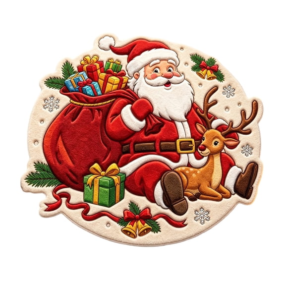 Santa Claus Christmas Carpet, Holiday Accent Rug, Soft Decorative Floor Mat, Seasonal Table And Sofa Area Carpet For Living Room Bedroom Entryway Festive Home Decor