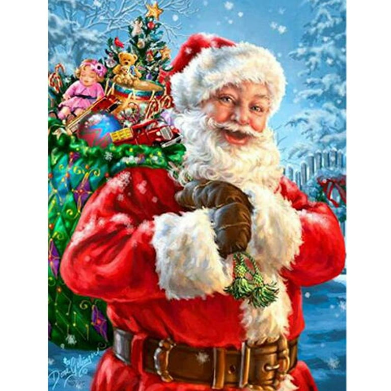 YEEWArt Merry Christmas Santa Claus with Candy Diamond Painting Kits,Winter  Diamond Art Kit for Adults,5D Christmas Diamond Dots Full Drill Round Wall