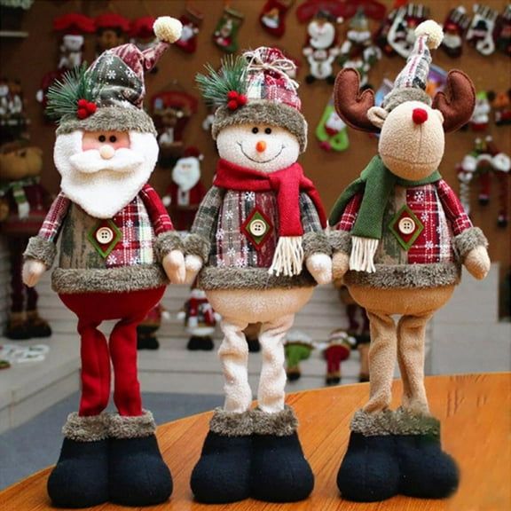 Santa Claus Christmas Doll Snowman Elk Standing Plush Doll Christmas New Year Decorations Xmas Tree Decor Plush Toys Ornaments Table Decor Holiday Party