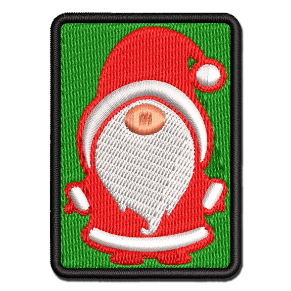 Santa Claus Christmas Gnome Applique Multi-Color Embroidered Iron-On Patch - 2.0 Inch Mini