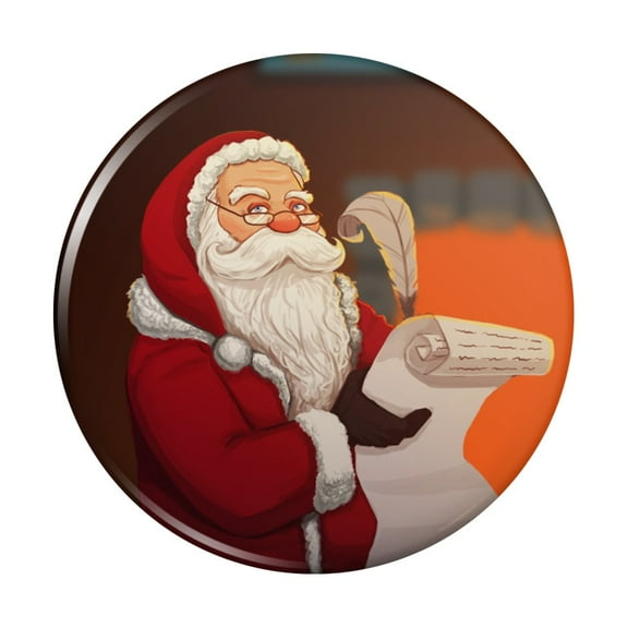 Santa Claus Christmas List Kitchen Refrigerator Locker Button Magnet