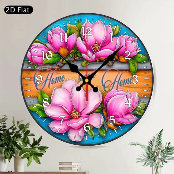 Santa Claus Christmas Scene Silent Round Wall Clock Festive Holiday Home Decor