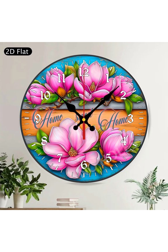 Santa Claus Christmas Scene Silent Round Wall Clock Festive Holiday Home Decor