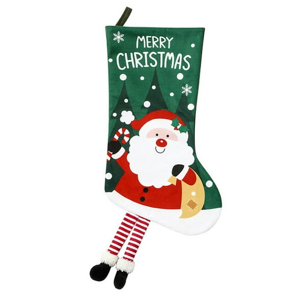 Santa Claus Christmas Stockings With Cute Legs Xmas Tree Wall Hanging Kids Gifts