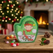 Santa Claus Christmas Tin Box, Metal Cookie Candy Storage Container with Lid, Reusable Empty Gift Box for Holiday Treats Office Desk Small Items(Green-A)