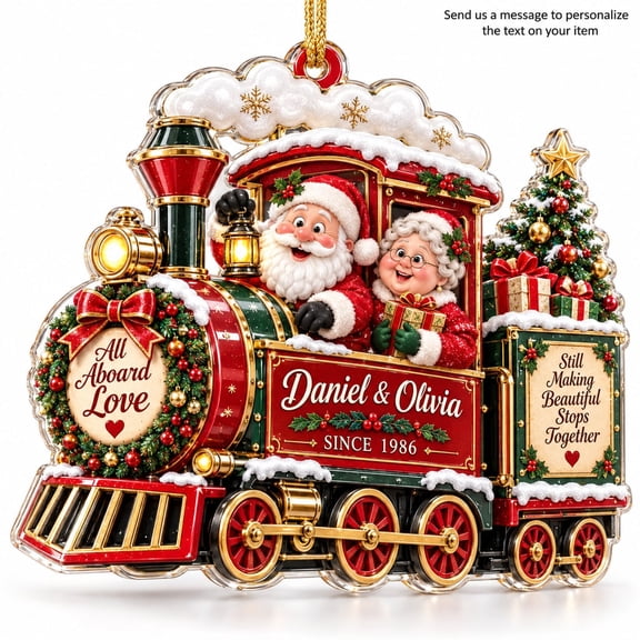Santa Claus Christmas Train Acrylic Ornament Personalized Holiday Decor Gift