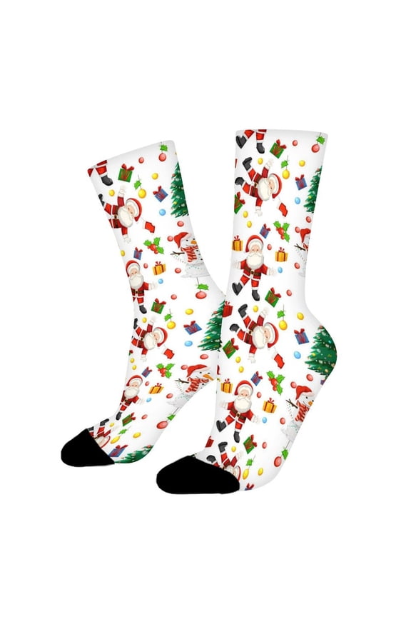Santa Claus Christmas Tree Funny Novelty Crew Socks for Women Men Sports