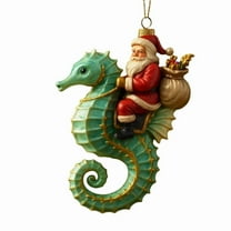 Santa Claus Christmas Tree Hanging Decoration, Santa Claus Rides Marine Animals Ornament,Christmas Gift for Sea Lovers, Xmas Decor for Home Indoor Sea Theme Party