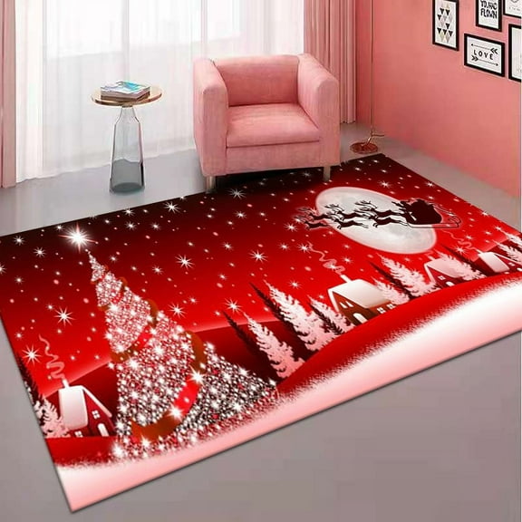 Santa Claus Christmas Tree Snowman Elk Animal Decoration Carpet bedroom Living room Study