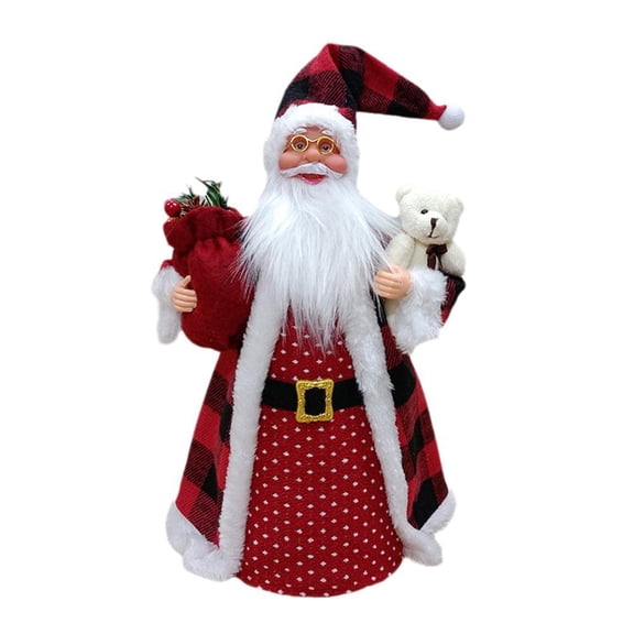 Santa Claus Christmas Tree Topper - Christmas Plush Santa Claus Tree Topper Light-up with Ornament Star, Yellow Treetop Xmas