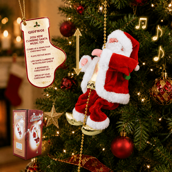 Santa Claus Climbing Twerking Decor Ladder Ornaments Animated Christmas Decorations Rope Clause Tree Hanging Noel De Navidad Mueco Musical Stairs