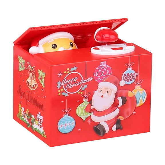 Santa Claus Coin Storage Jar, Christmas Coin Bank, Musical Toy, Xmas D ay Gift for Children