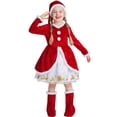 thumbnail image 1 of Santa Claus Costume for Kids Girls, Children Christmas Dress Long Sleeves Outfit for Kids 4-6 Years, 1 of 6