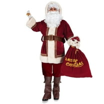 Santa Claus Costume for Men 10PCS, Christmas Santa Costume Adult Deluxe Santa Suit Professional Santa Outfit
