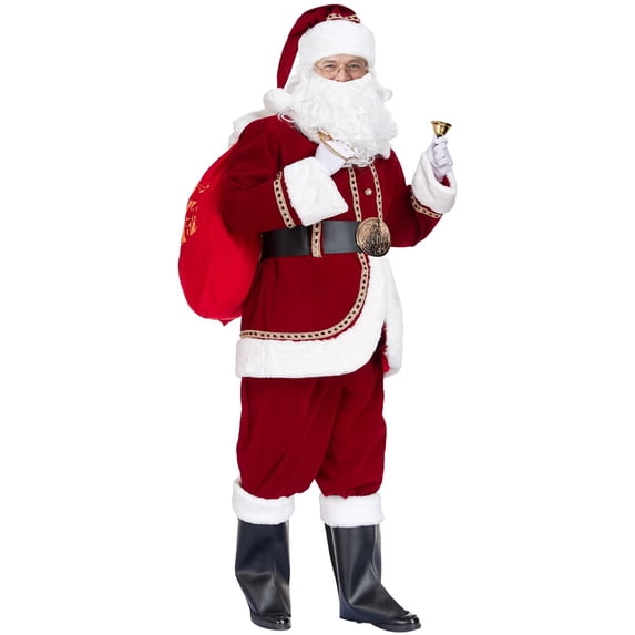 Santa Claus Costume for Men Deluxe Professional Santa Suit Adults 11pcs Red Mens Outfit Christmas Xmas Clause Suits Adult, M