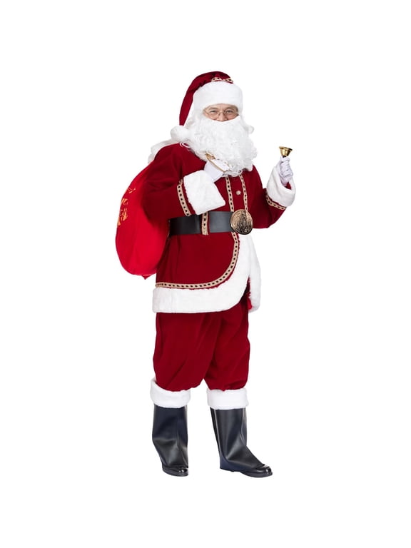 Santa Claus Costume for Men Deluxe Professional Santa Suit Adults 11pcs Red Mens Outfit Christmas Xmas Clause Suits Adult, M