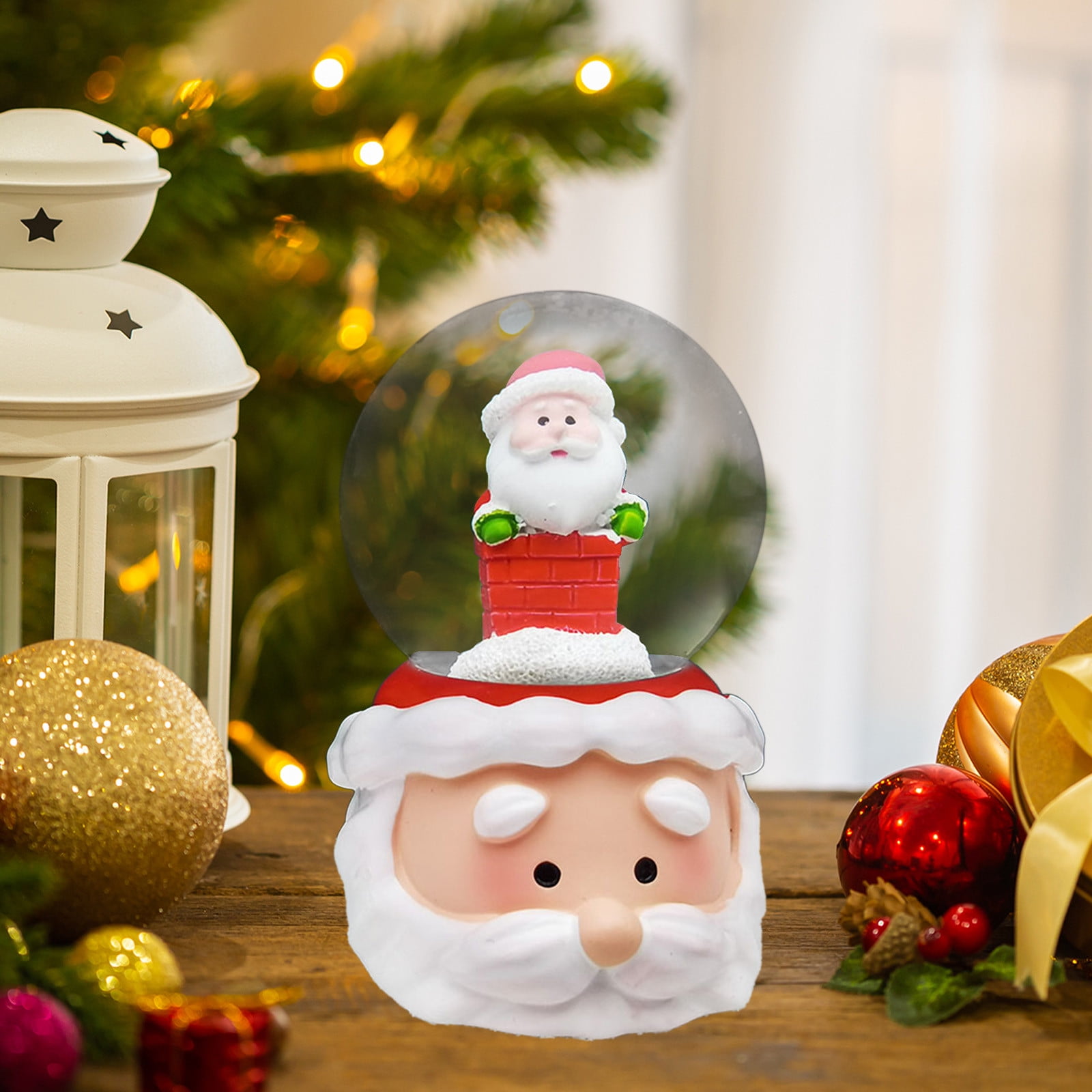 Santa Claus Crystal Snow Globe, Floating Snow Ornament, LED Lighted ...