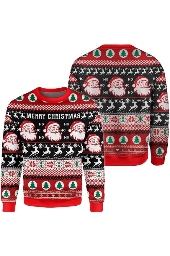 Santa Claus Deer Christmas Sweatshirt, Festive Holiday Sweater, Warm Winter Pullover, Xmas Party Outfit, Family Matching Christmas Gift Idea