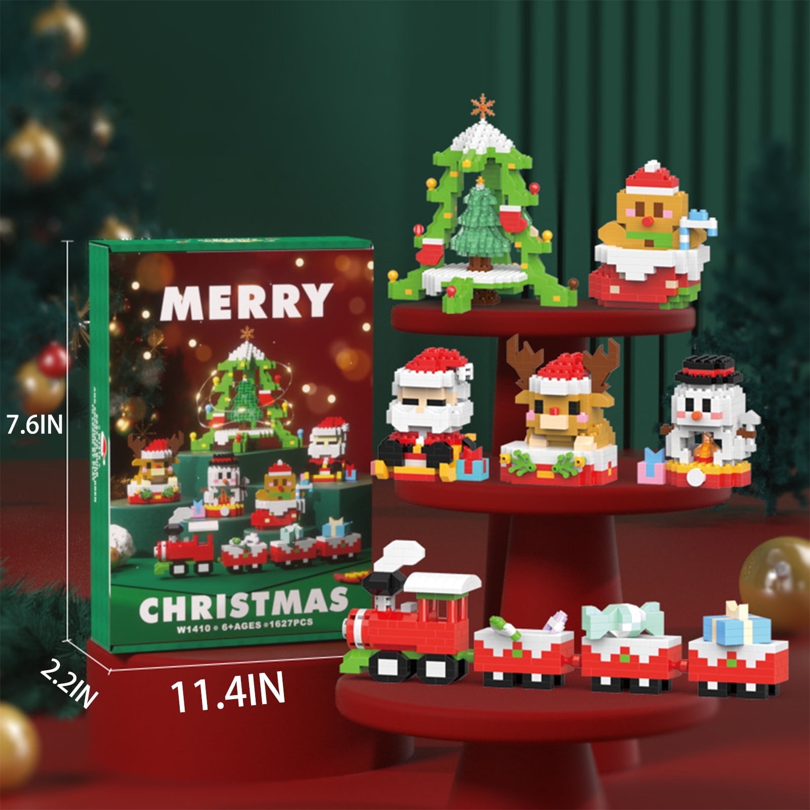 Santa Claus Design Building Blocks Set, 6 Pack Christmas Theme Building Blocks Ornaments, Mini Building Figures, DIY Stocking Stuffers, Xmas New Year Birthday Gifts (6PCS )