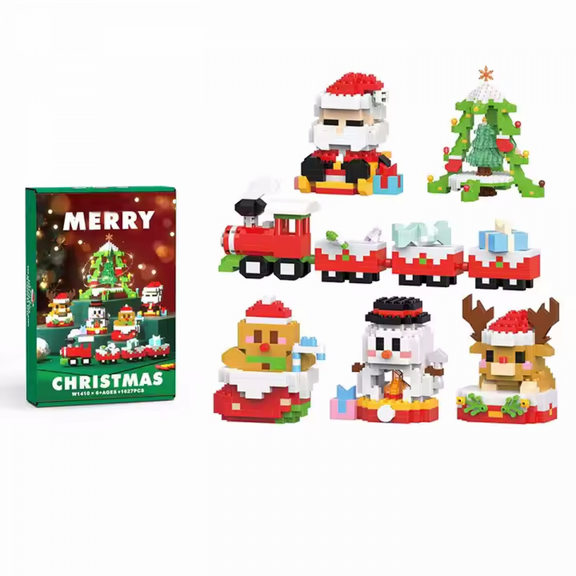 Santa Claus Design Building Blocks Set, 6Pack Christmas Theme Mini Building Blocks 1627Pieces DIY Stocking Stuffers, Xmas New Year Birthday Gifts, Party Favors