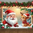 thumbnail image 1 of Santa Claus Design Christmas Banner Reindeer Pattern Santa Claus Display Snowy Scene Red White Color Reindeer Backdrop for Christmas Party Home Decoration Holiday Gathering, 1 of 9