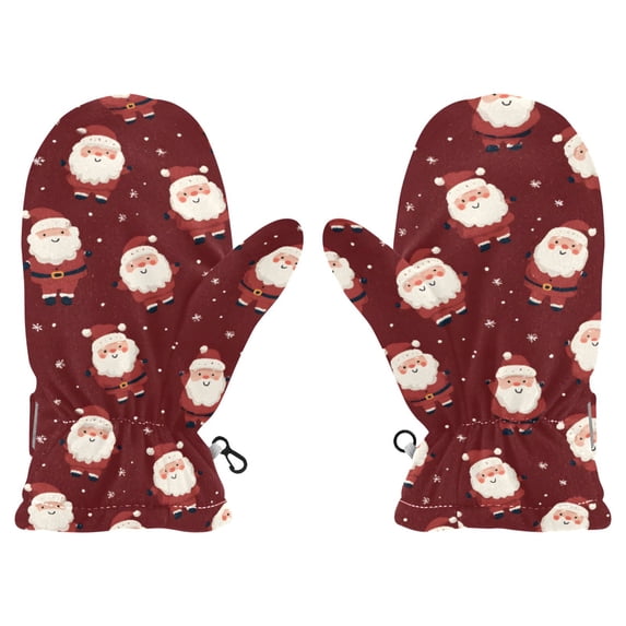 Santa Claus Design Cold Weather Mittens Cozy Gloves with Adjustable Fit Perfect for Outdoor Fun