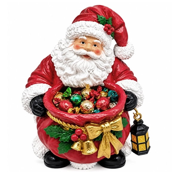 Santa Claus Design Lighted Christmas Candy Bowl, Warm Lighted Holiday Dish