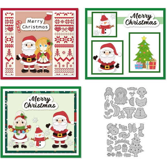 Santa Claus Dies Cuts Metal Christmas Woman Cutting Dies Card Making Cutting Dies Stencils Template for DIY Embossing Scrapbooking Craft Greeting Card Birthday Christmas Festival Gift Decor