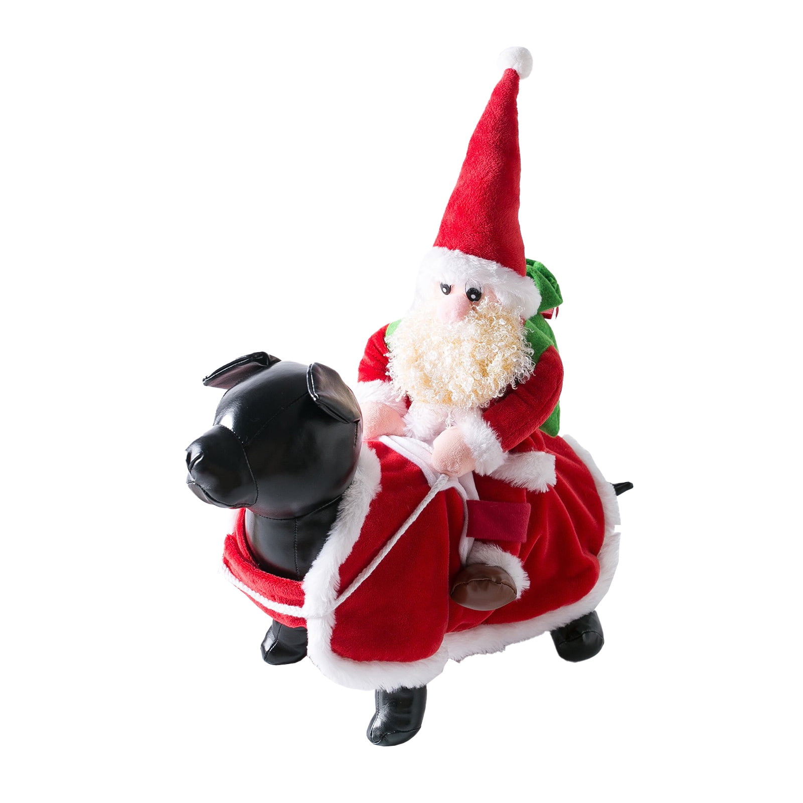 Santa Claus Dog Riding Costume Xmas Pet Clothes Cowboy Rider Horse