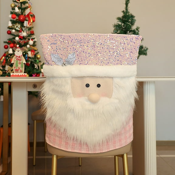 Santa Claus Doll Chair Cover with Elastic Band, Christmas Themed Seat Decor for Home, Restaurant, and Holiday Dining Setting