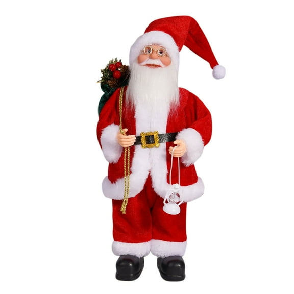 Santa Claus Doll Christmas Figurine, Standing Polyester Decor For Window Mantel Shelf Home Holiday - 12 Inch 10 Styles Available