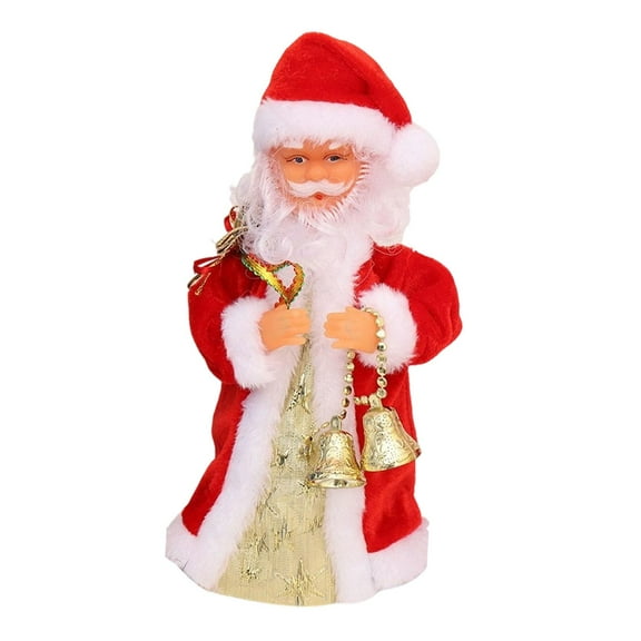 Santa Claus Doll Musical Toy Christmas Dolls Xmas Ornament Animated Decoration Rotating Feature for Retail Shop Counter