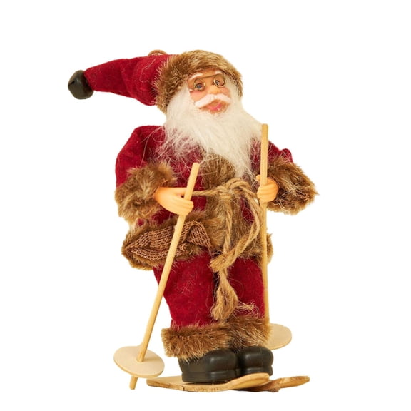 Santa Claus Doll, Santa Claus Sledge Figurine, Festive Statue, Xmas Santa Claus Ornaments for Table Party Indoor Decoration Style H