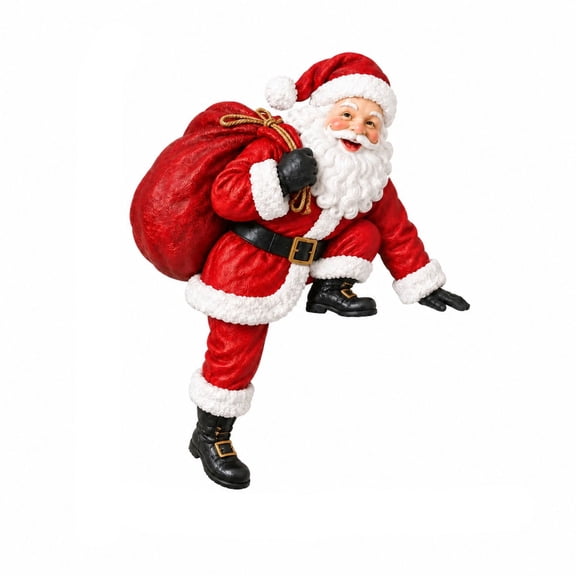 Santa Claus Door Topper Decoration, Resin Santa Climbing Door Frame Ornament with Gift Sack, Christmas Door Top Figurine for Xmas Home Wall Decor