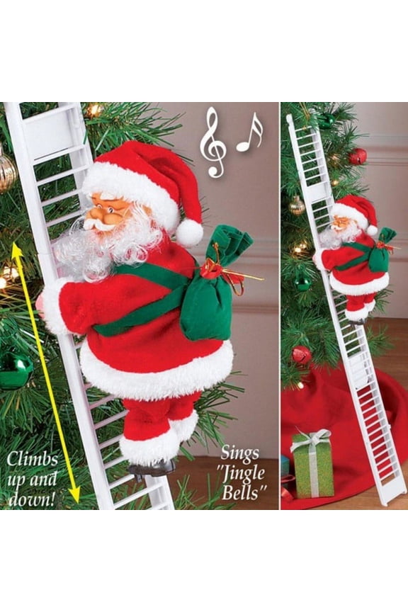 Christmas Hanging Decoration Santa Claus Electric Climb Ladder Hanging Decoration Christmas Tree Decoration(with Music)