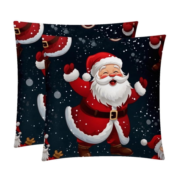 Santa Claus Elegant Velvet Throw Pillow Covers and Inserts - Set of 2, Available in 16x16, 18x18, 20x20 Inches for Home Decor, Unique Patterns for Sofa