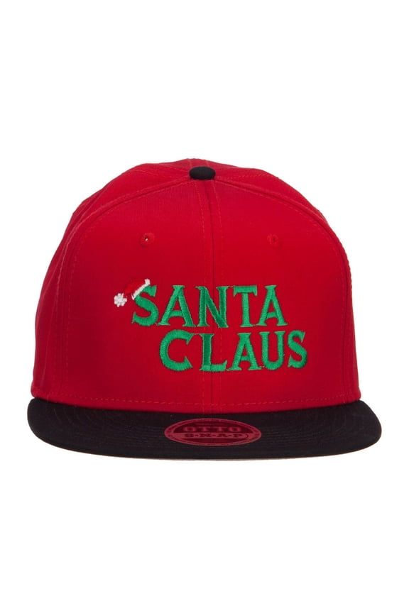 Santa Claus Embroidered Snapback Cap - Black Red OSFM