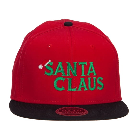 Santa Claus Embroidered Snapback Cap - Black Red OSFM